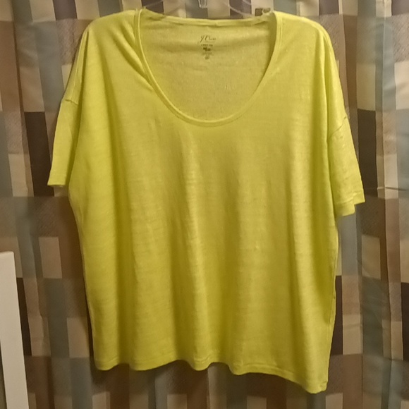 FINAL PRICE NWT J. CREW neon green 100% linen t-shirt Size XS - Picture 4 of 10